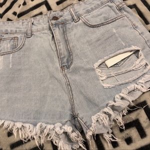 Distressed High Waist Shorts